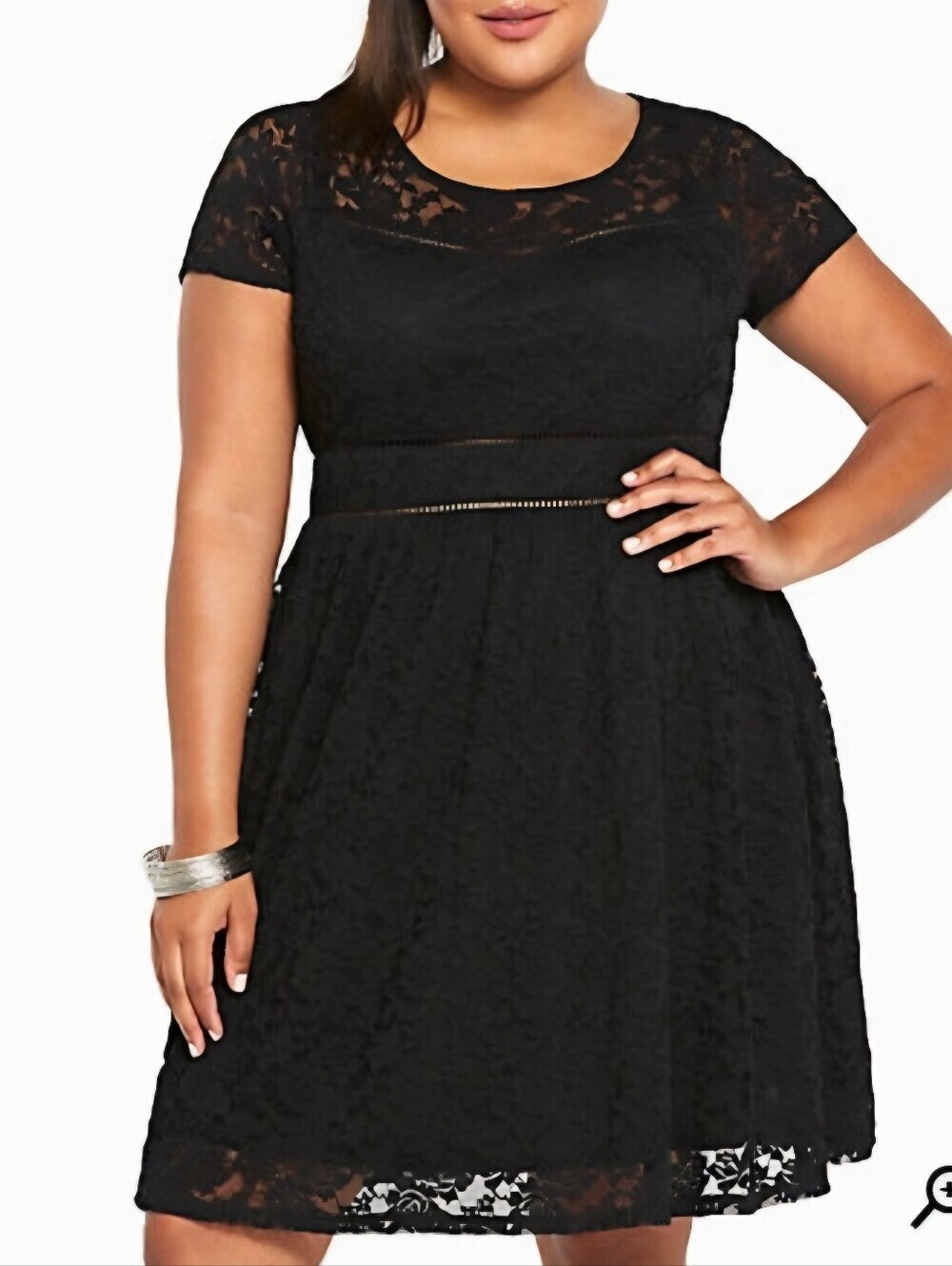 Torrid 14 Black Lace Short Sleeve Skater Dress